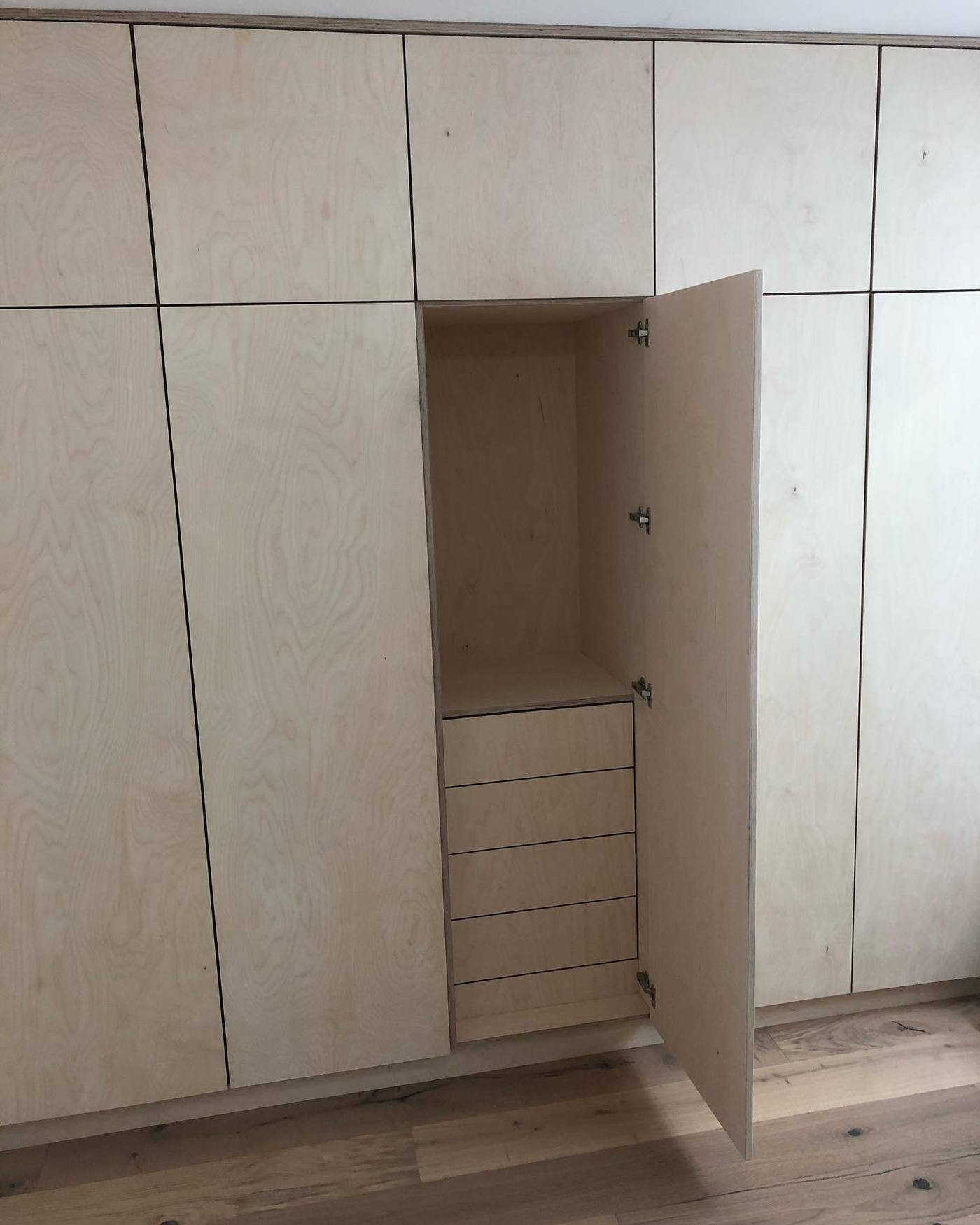 Fitted plywood wardrobe run