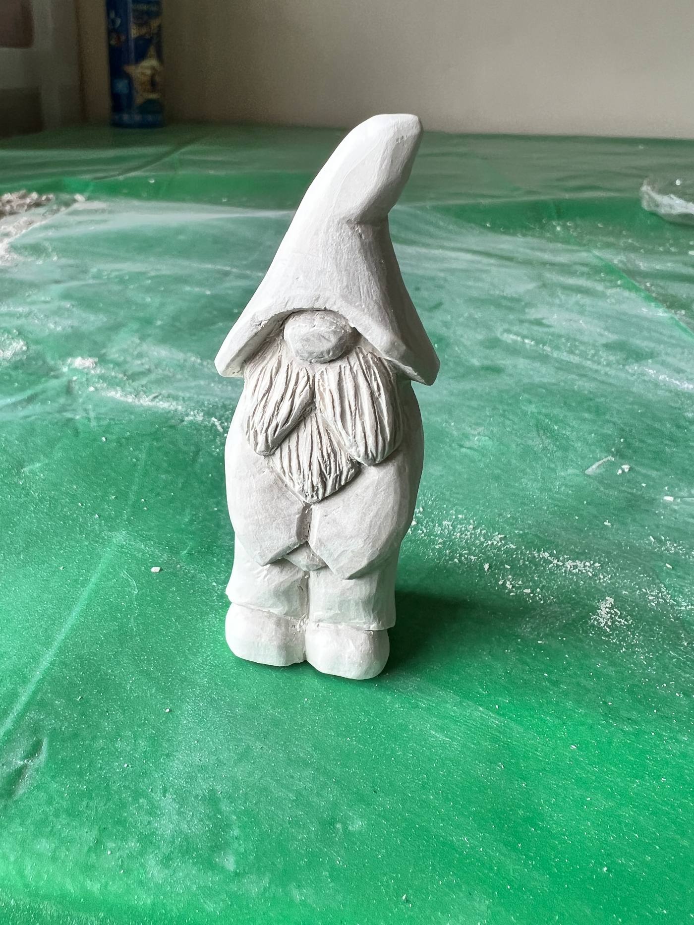 Sculpted clay gnome figure