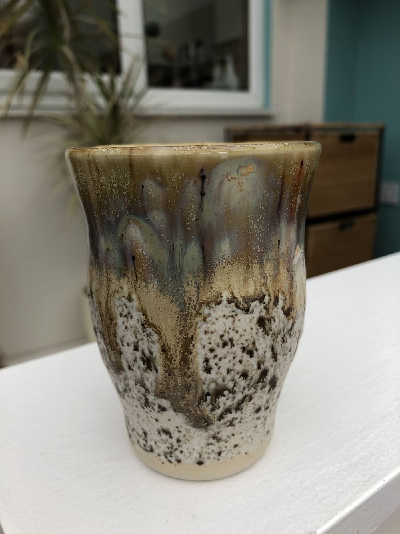 Vase with drip glaze effect